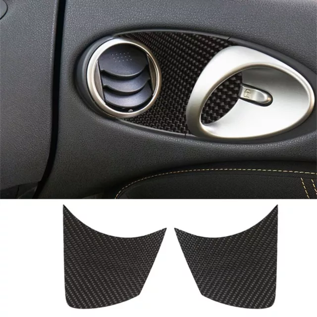 2×Carbon Fiber Interior Door Handle Bowl Panel Cover For Nissan 370Z Z34 2009-20