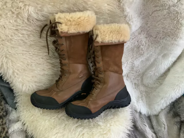 UGG Waterproof Tall Adirondack Chestnut Brown Sheepskin Boots UK Size 6.5