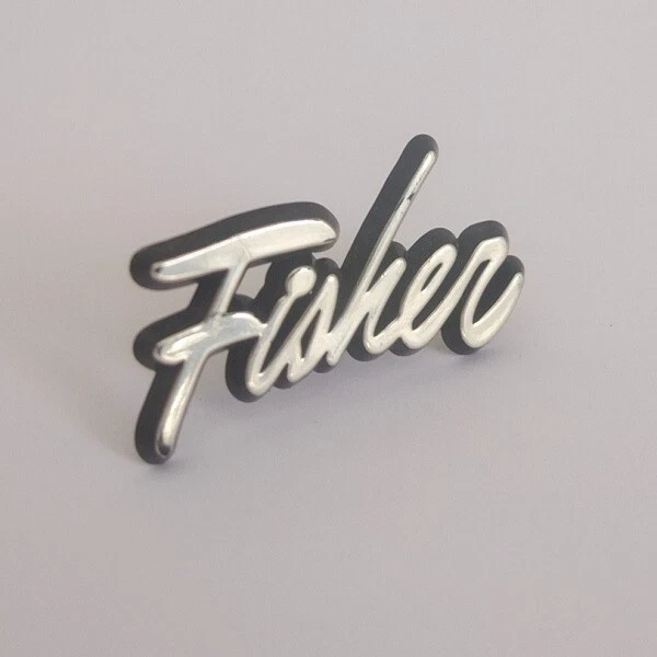 vintage Fisher speaker grille emblem from The FISHER speakers, 1976—very good