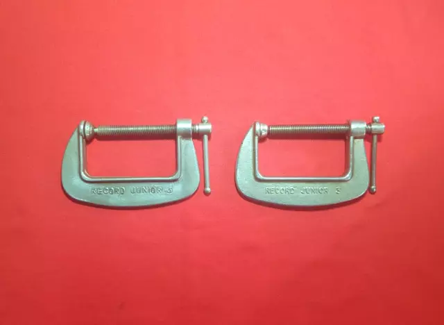VINTAGE RECORD JUNIOR 3" G CLAMPS x2 PIECES MADE IN ENGLAND
