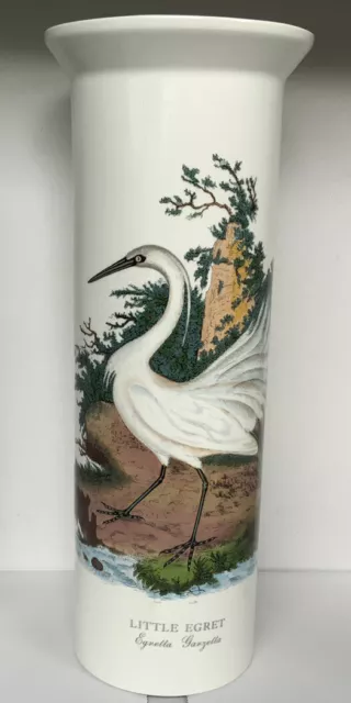 Vintage Portmeirion Birds Of Britain “Little Egret” Cylinder Vase 28.5cm High