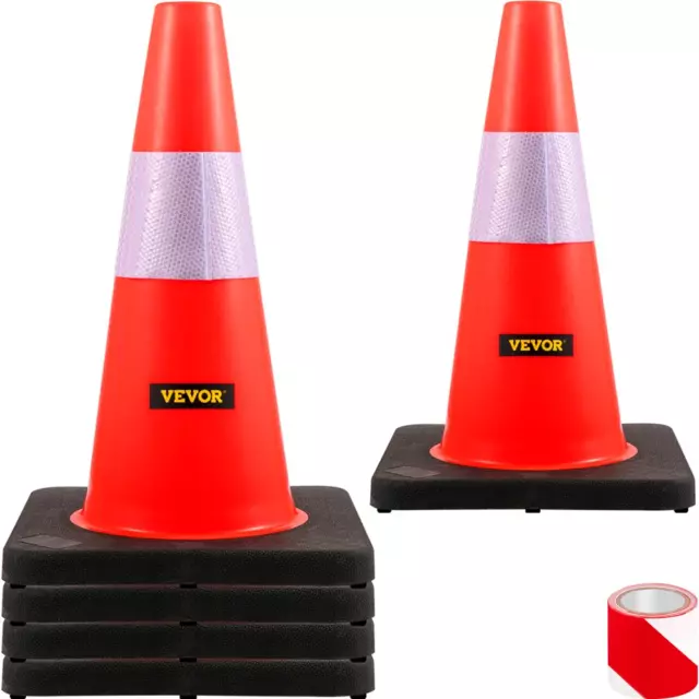 Safety Cones, 18 In/45 Cm Height, 5 PCS PVC Orange Traffic Cone with Reflective