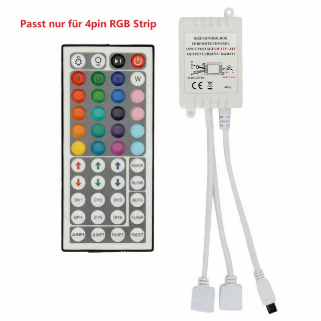 RGB LED Stripe IR Controller Remote Kontroller+44Key Fernbedienung 12V-24V 4Pin 2