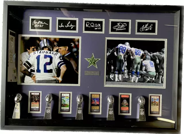 Dallas Cowboys Framed Texas Stadium Game Used Turf-Rep Trophies & Tickets-Photos