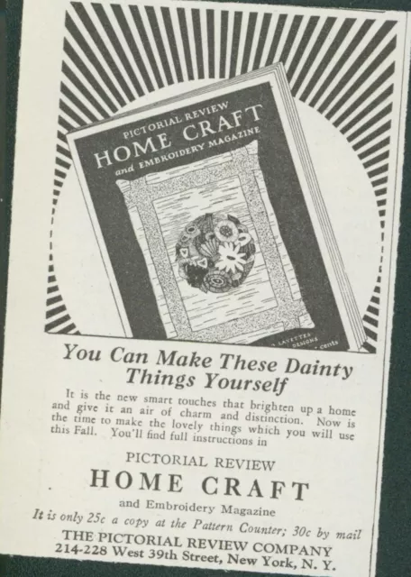 1928 Pictorial Review Home Craft Embroidery Magazine DIY Vintage Print Ad PR1