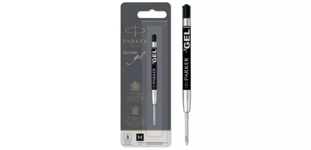 Parker recharge pour stylo gel | pointe moyenne (0,7 mm) | encre noire QUINK