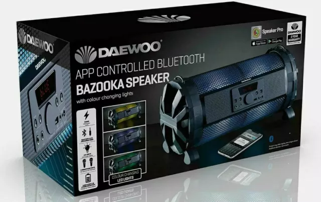 Application de haut-parleur Daewoo DEL Bazooka contrôlé Bluetooth/USB HAUT-PARLEUR & CHANGIN LIGHT