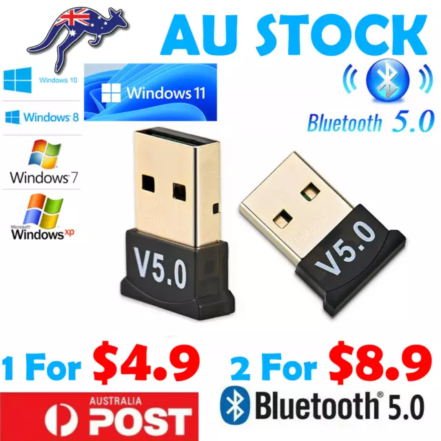 Mini Wireless USB Bluetooth V5.0 Dongle Adapter Receiver PC Win 7 8 10 XP 11