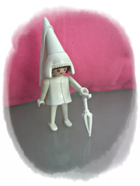 Playmobil Figur Klicky Color Dame Frau Burgfräulein weiss mit Hut und Schirm RAR