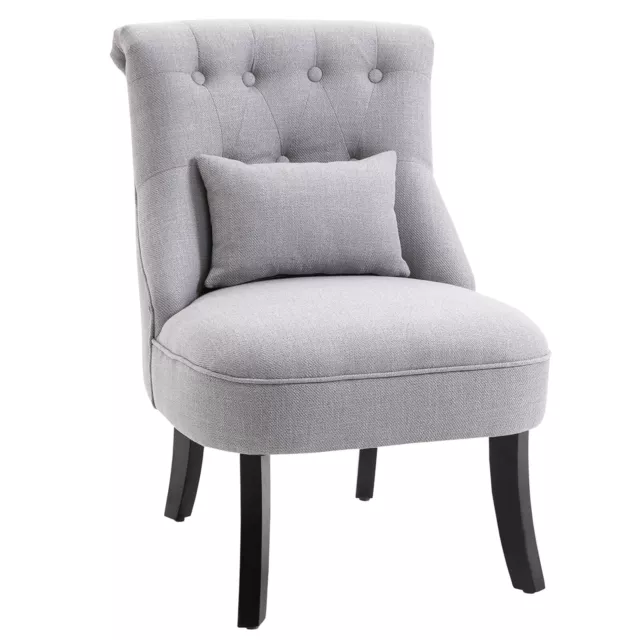 HOMCOM Fabric Single Sofa Armchair Upholstered with Pillow Wood Leg Grey