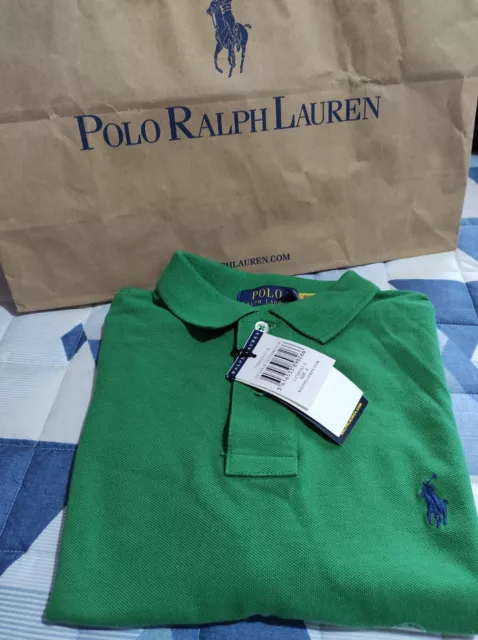 Polo Ralph Lauren manica corta Green-Verde S Slim Fit Cotone