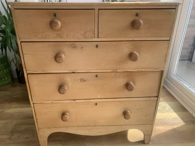 ANTIQUE Solid PINE CHEST OF DRAWERS, Rustic, Vintage, Old, Farmhouse, Country