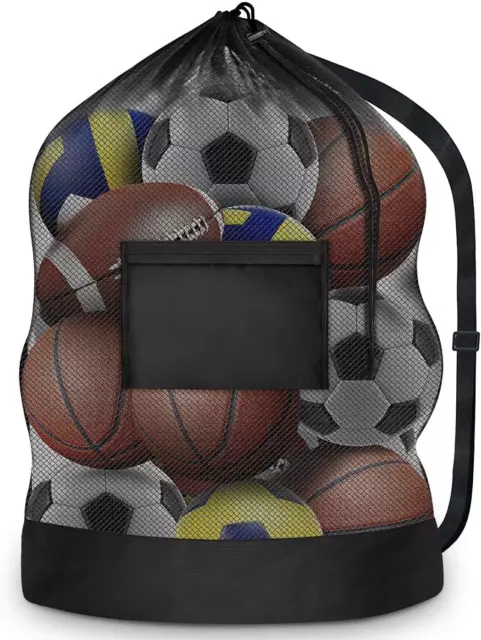 JoyliveCY Extra Large Sports Ball Bag, Mesh Soccer Team Balls Bag, Drawstring