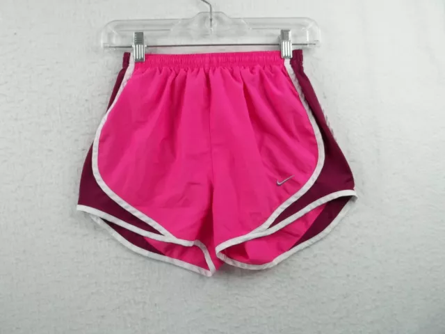 Nike Dri Fit Girls Pink & Maroon Shorts Lined Running Athletic Size XS Waist 21"