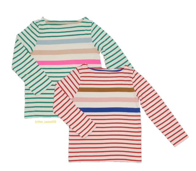 Mini Boden Kids Girls Breton Stripe Long Sleeve Cotton Top T-shirt 2-16 Years