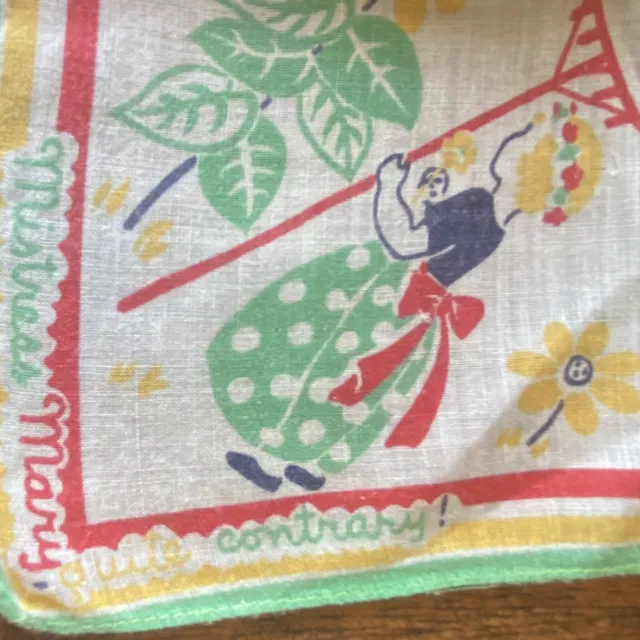 Vintage 40s Child’s Nursery Rhyme Handkerchief Hanky 4 Different Corners 2