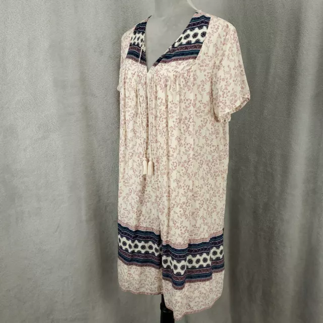 Old Navy Dress Womens XL Floral Boho Mini Shift Tasseled Lined