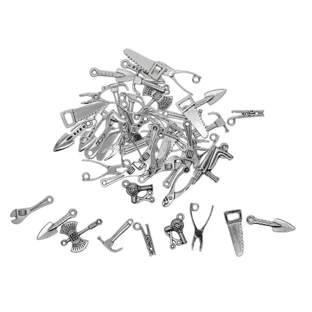 50 Stück tibetischen Silber Mixed Tool AX Hammer  Wrench Anhänger