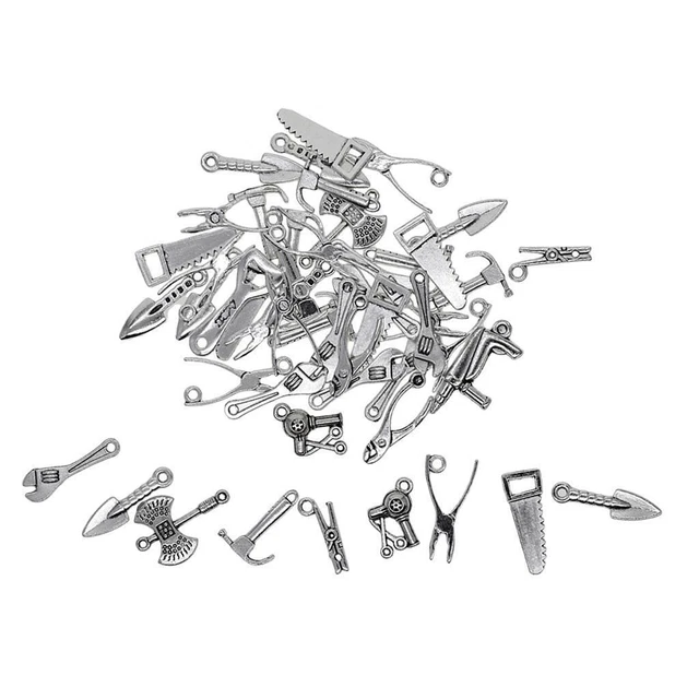 50 Stück tibetischen Silber Mixed Tool AX Hammer  Wrench Anhänger