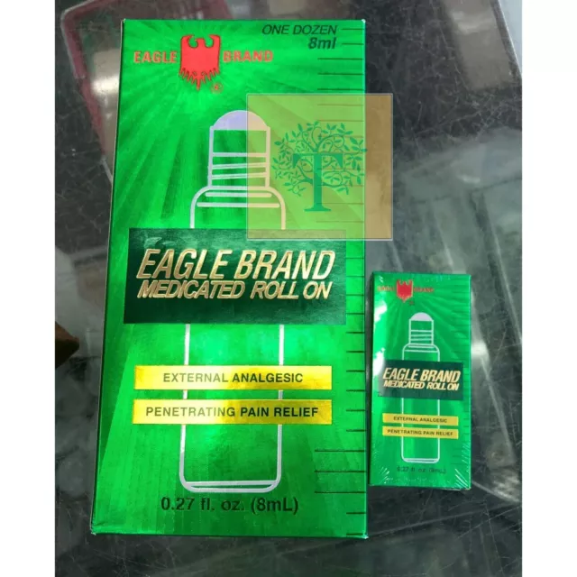 12 piezas x rollo de aceite medicado marca Eagle 0,27 oz/ botella de 8 ml -Dau Xanh Con O
