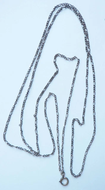 Collier Sautoir Ancien En Argent Massif Avec Perles - 19e Siècle, Chaîne Vintage
