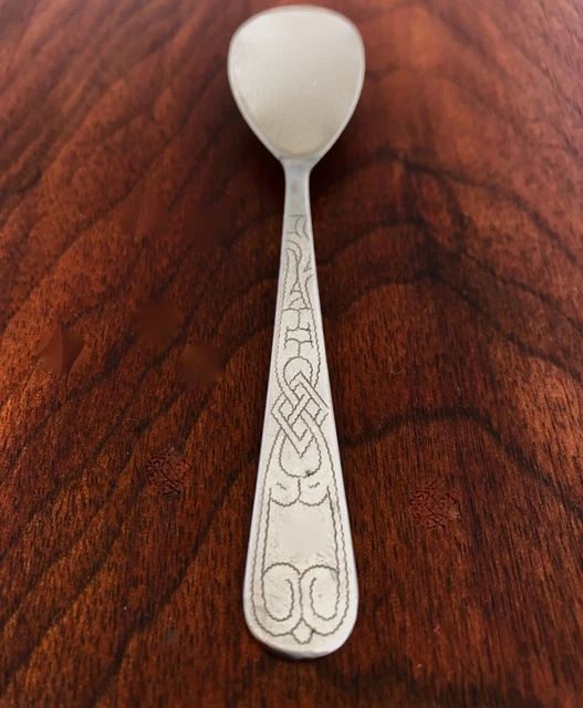 - Egyptian? 900 Silver Egg Spoon With Engraved Decoration To Handle No Monogram