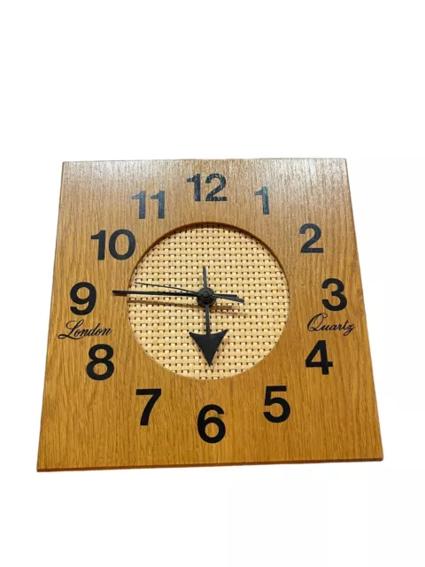 Vintage London Quartz Butcher Block Wood Square Kitchen Wall Clock