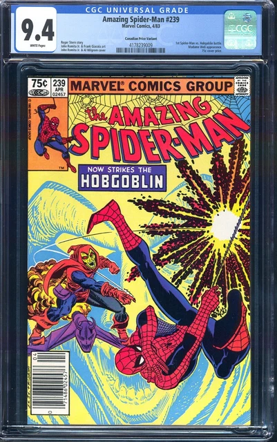 Amazing Spider-Man #239 Cgc 9.4 Newsstand Canadian Price Variant White Pages 1St