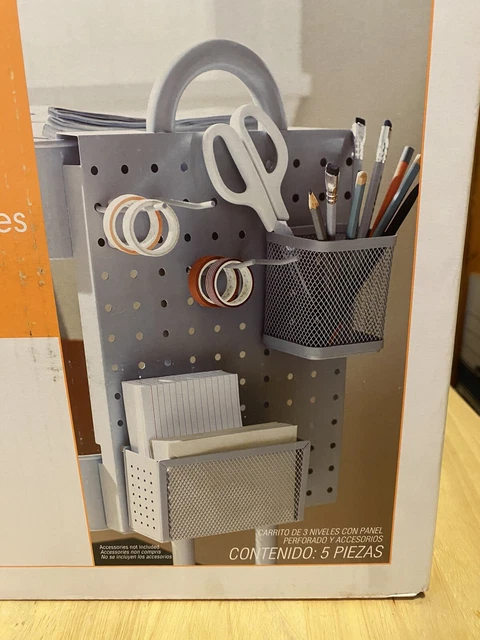 Carro rodante Pegboard y accesorios para el cuadrado de 3 niveles