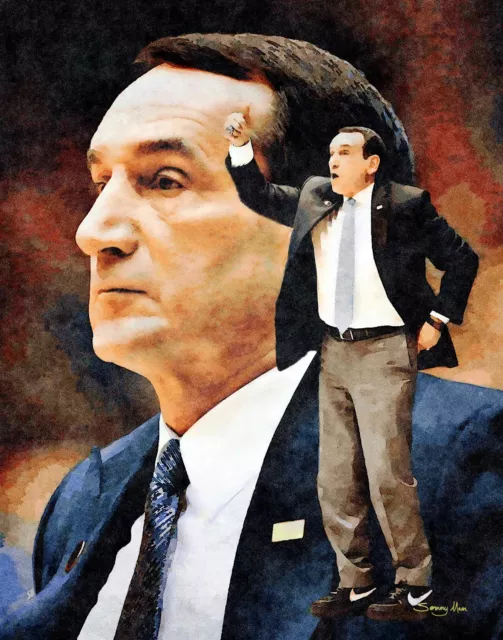 Mike Krzyzewski Coach K Duke Blue Devils Basketball Head Coach Art Print 1WC2