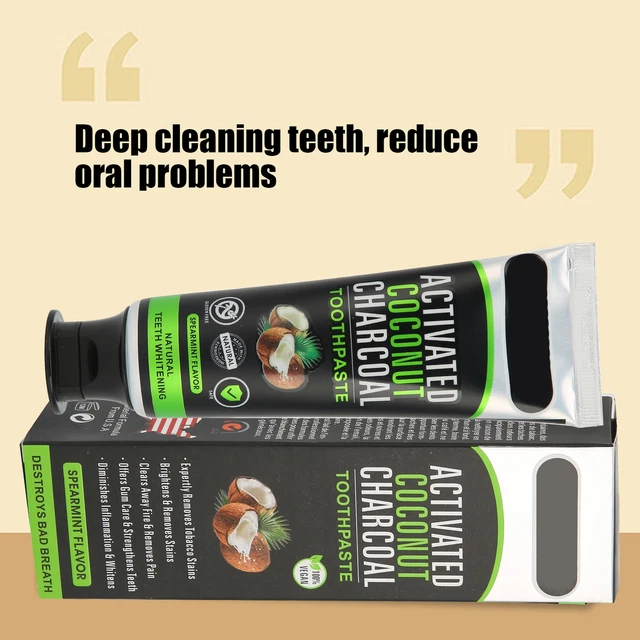 Activated Charcoal Toothpaste Coconut Oil Natural Teeth Whitening Oral Care ZMN