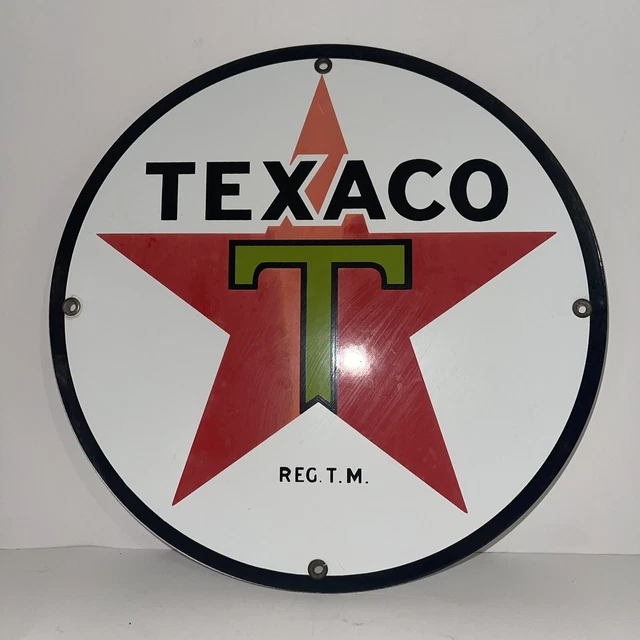 Texaco metal mancave sign 11” guc See Pics E2