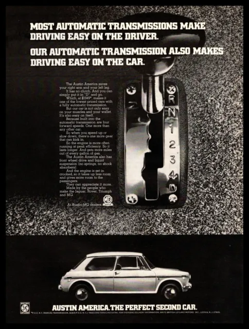 1970 Austin America 1300 60 HP Automatic Transmission Vintage Austin-MG Print Ad
