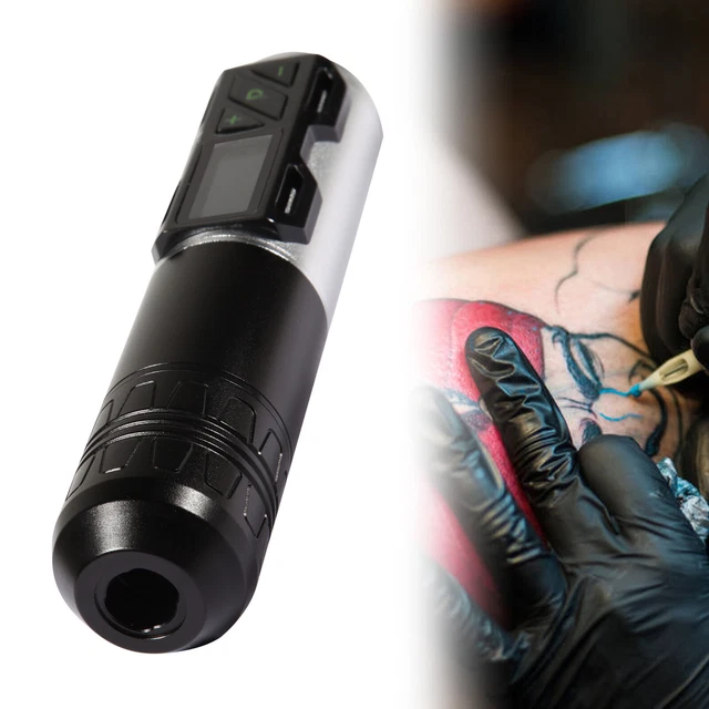 Nueva Máquina de Tatuaje Inalámbrica Máquina Rotativa Motor Sin Núcleo LCD Fuente de Alimentación Plateada