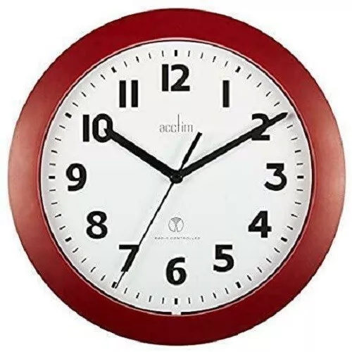 Acctim Parona Radio Controlled 23cm Plastic Wall Clock Red 74314