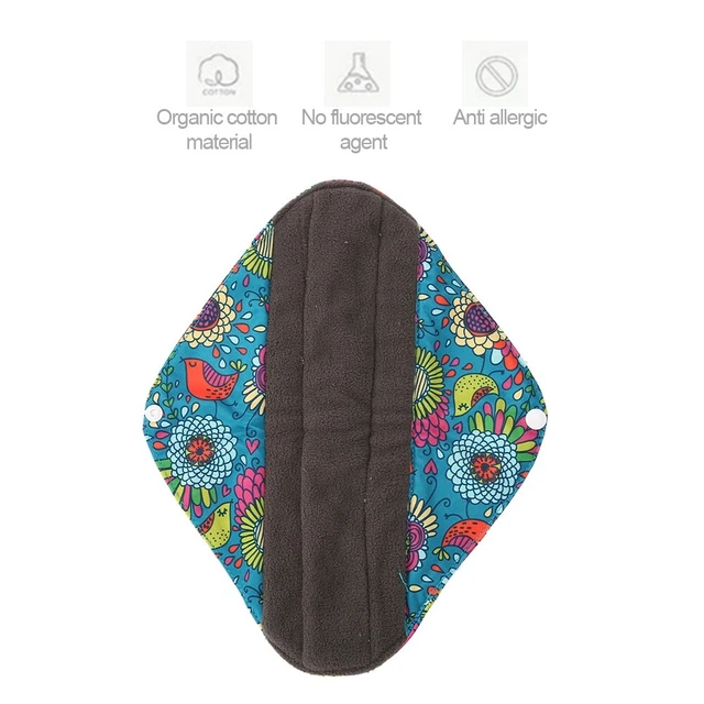 Almohadillas menstruales lavables de bambú carbón con toalla sanitaria lavable L 3# CHW