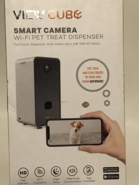 Dispensador de golosinas para mascotas View Cube blanco/negro (PT0004) para cámara inteligente Wi-Fi