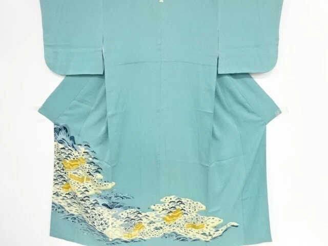 37918# Japanese Kimono / Antique Kimono / Embroidery / Chayatsuji