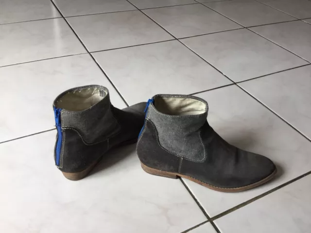 Bottines REQINS pointure 39 daim gris /bleu bon etat 129€