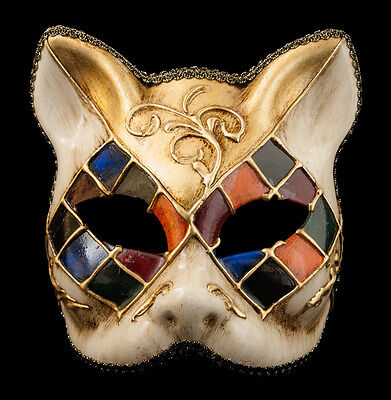 Mask Cat Venetian Carnival Venice-Mosaic Tutti Fruiti Golden -1954-V83B