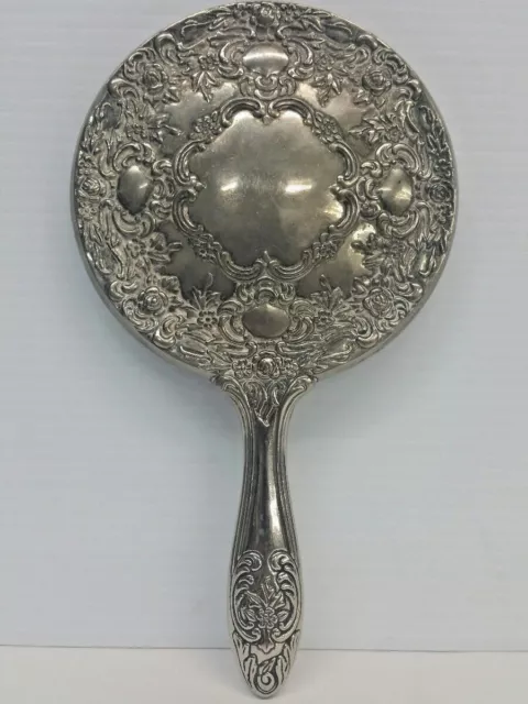 Antique Art Noveau Silver Ornate Vanity Mirror 9 1/2''