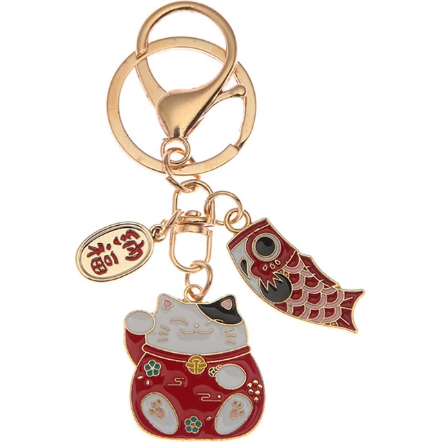 Ciondolo Portachiavi Fengshui Lucky Cat Key Lega Zinco