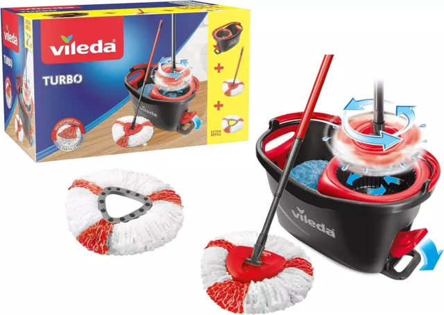 Kit nettoyage Sol VILEDA Seau vadrouille Nettoyage TURBO Balai Microfibre 360°