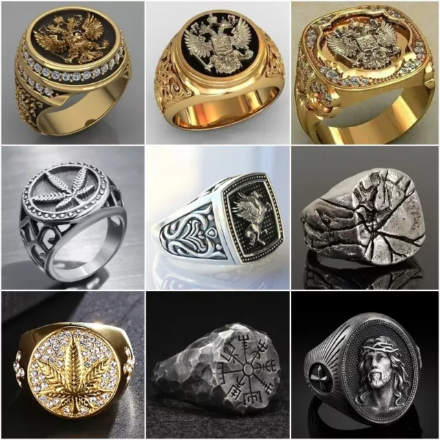 Men Fashion Viking Rings Punk Stainless Steel Ring Party Jewelry Gifts Size 6-13