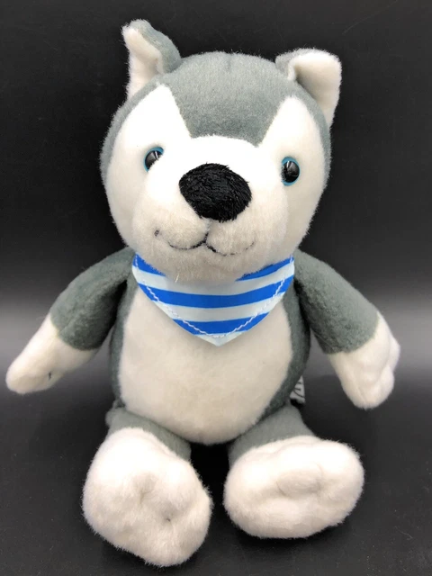KINDER FERRERO GREY Dog With Blue White Scarf 9 Plush Soft Cuddly Toy Comforter 8.99 PicClick UK