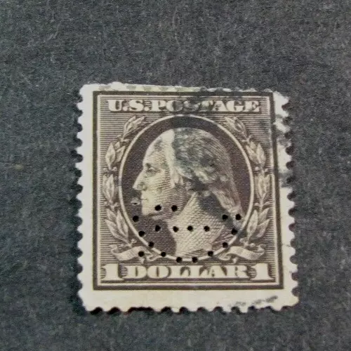 US  Stamp Scott# 342 Washington 1909 Used Perfin A6