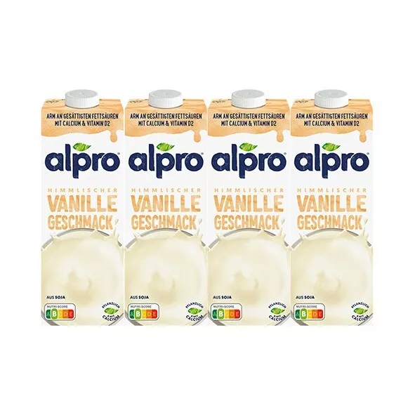 Alpro Sojadrink Vanille, 1 Liter, 4er Pack