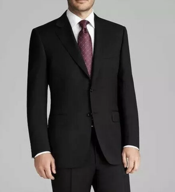 Canali Siena 2 Piece Pinstripe Suit Black Sz 48 IT / 38R US Brand New $2,095