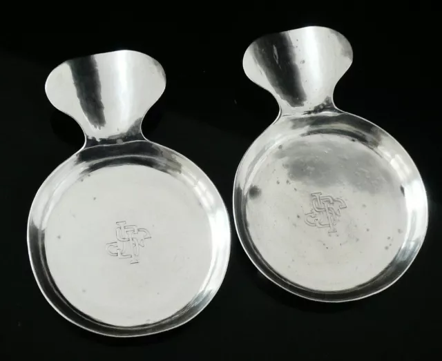 Pair Sterling Silver Hand Wrought Ash Trays, The KALO SHOP 20th Century American