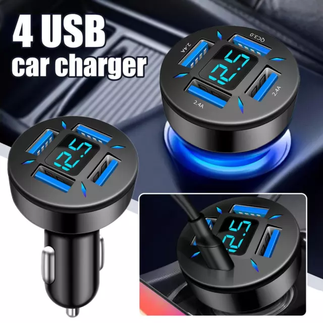 Chargeur voiture USB universel 4 ports 12V adaptateur prise allume-cigare charg√